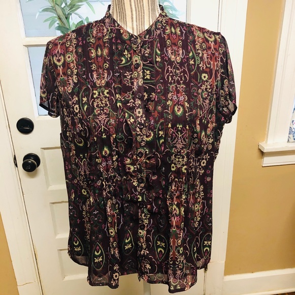 Van Heusen Tops - Van Heusen floral print ruffle front blouse